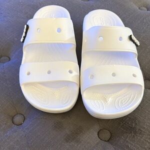 Unisex  White Croc Slide Sandals